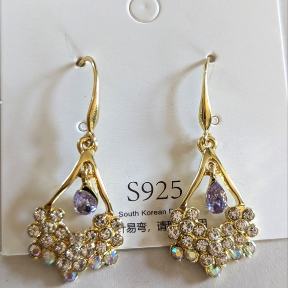 Earrings - Dangling with rhinestones - Picture 2 of 2